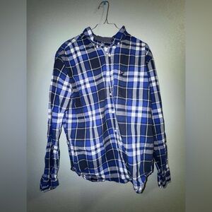 American Eagle Outfitters Navy and White Plaid Shirt